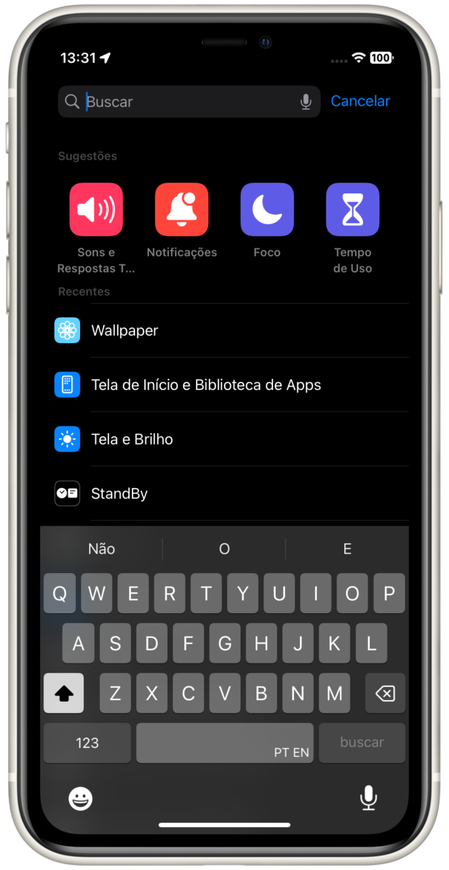 Iconos en la búsqueda de Configuración