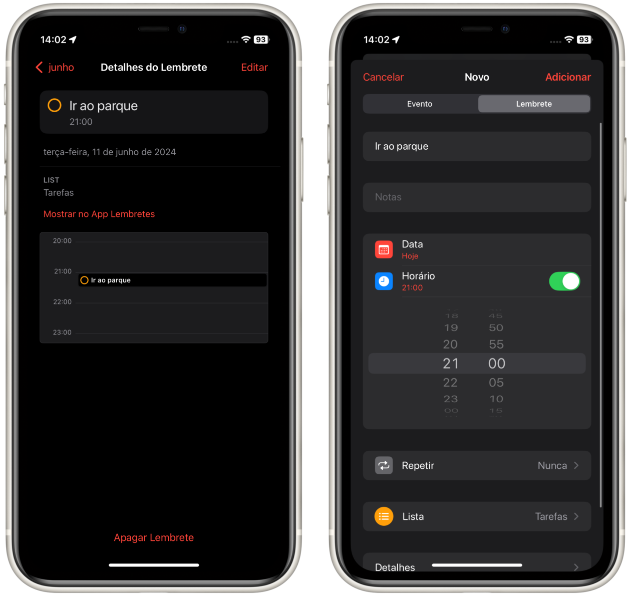 Recordatorios del calendario
