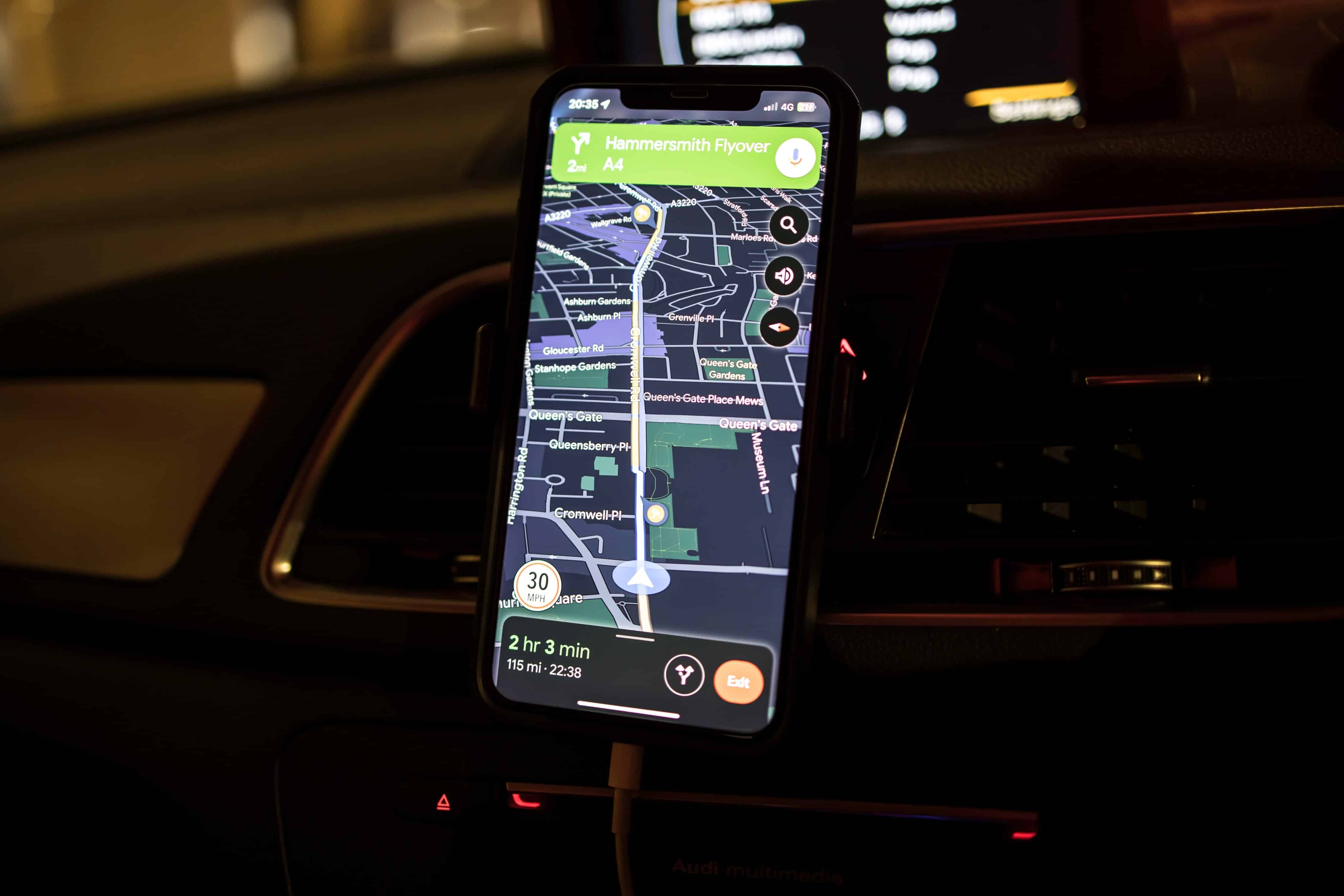 Navegación de Google Maps en un iPhone