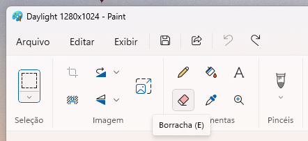 Borrador en la barra de herramientas.