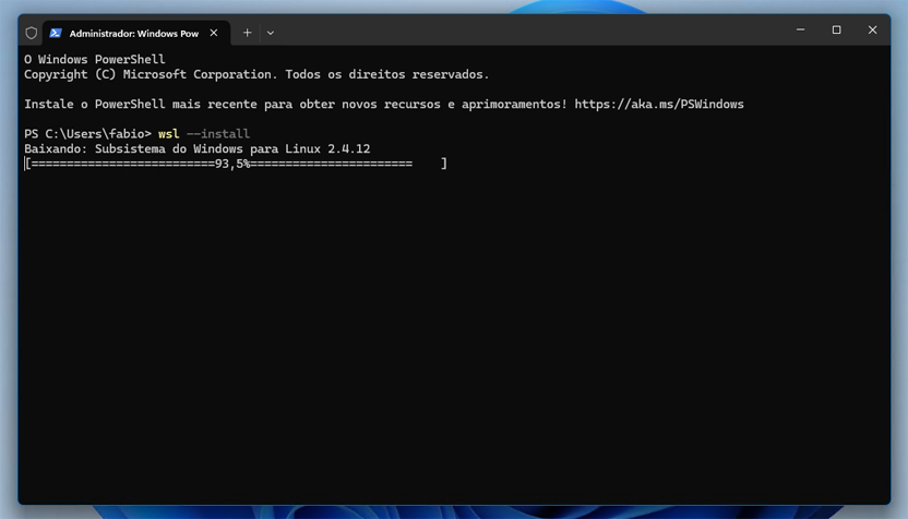 Inicio de la instalación de WSL en Windows 11