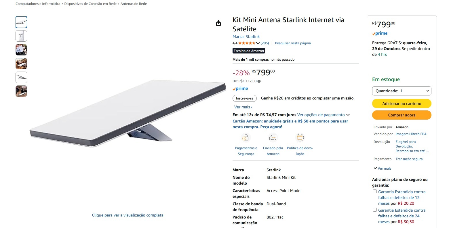OFERTA DEL DÍA | Mini antena Starlink por R $ 799 en Amazon