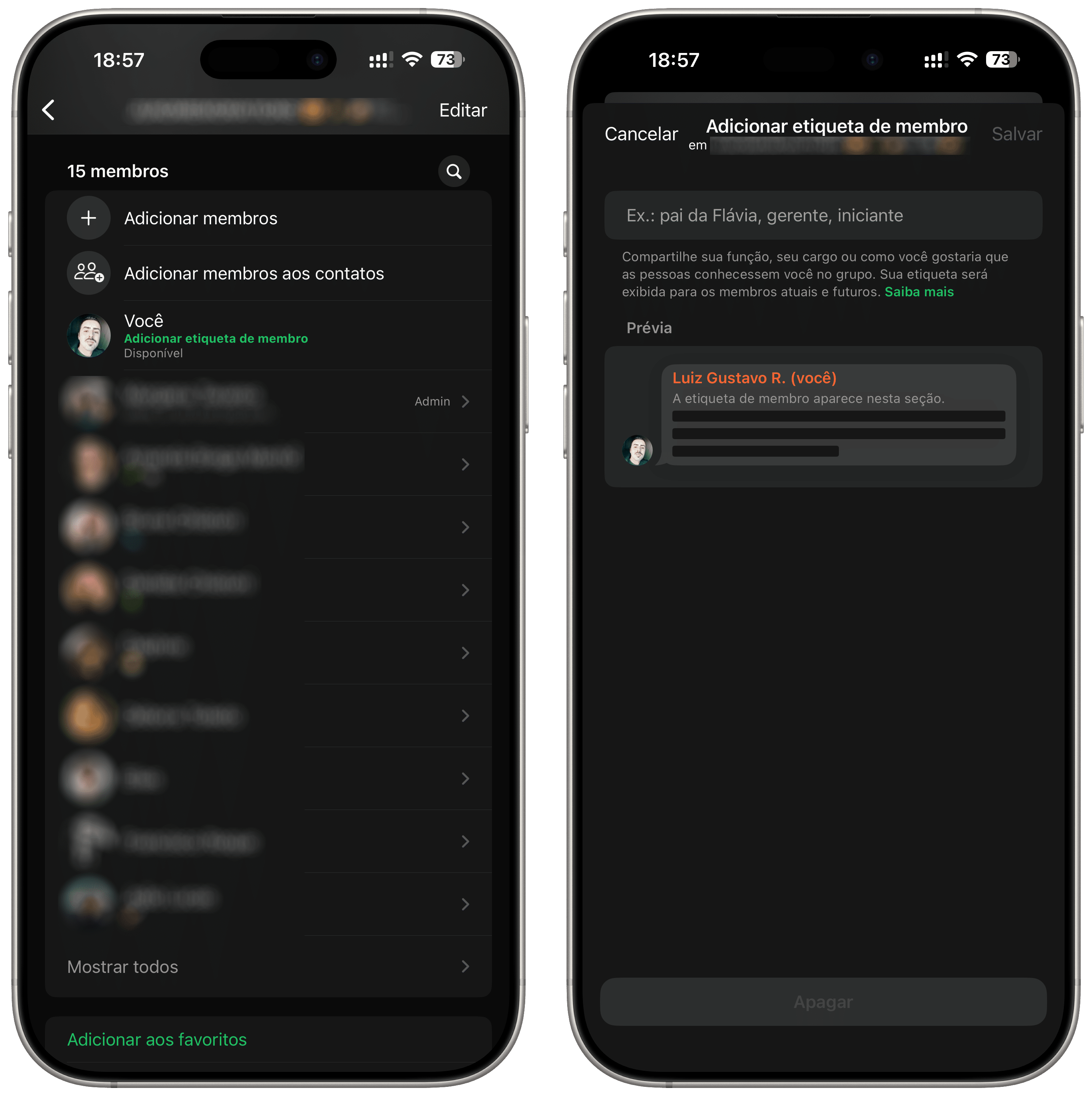 Etiqueta para los miembros del grupo de WhatsApp