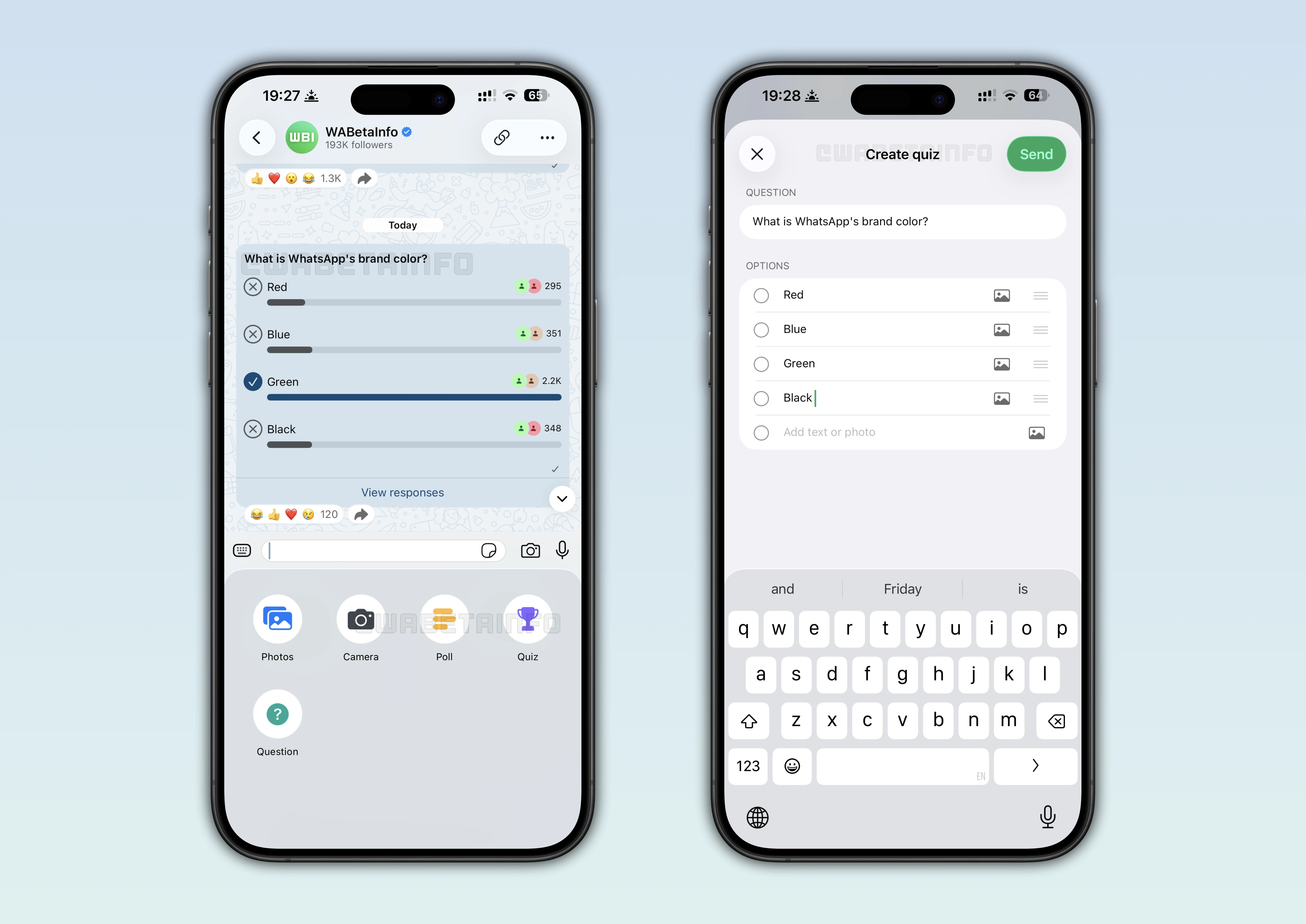 Cuestionario en los canales de WhatsApp
