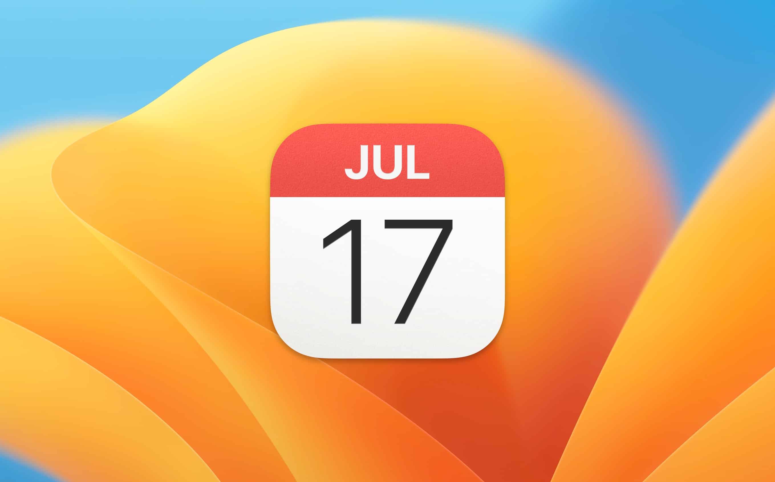 Icono de la aplicación Calendario macOS sobre el fondo de pantalla de Ventura
