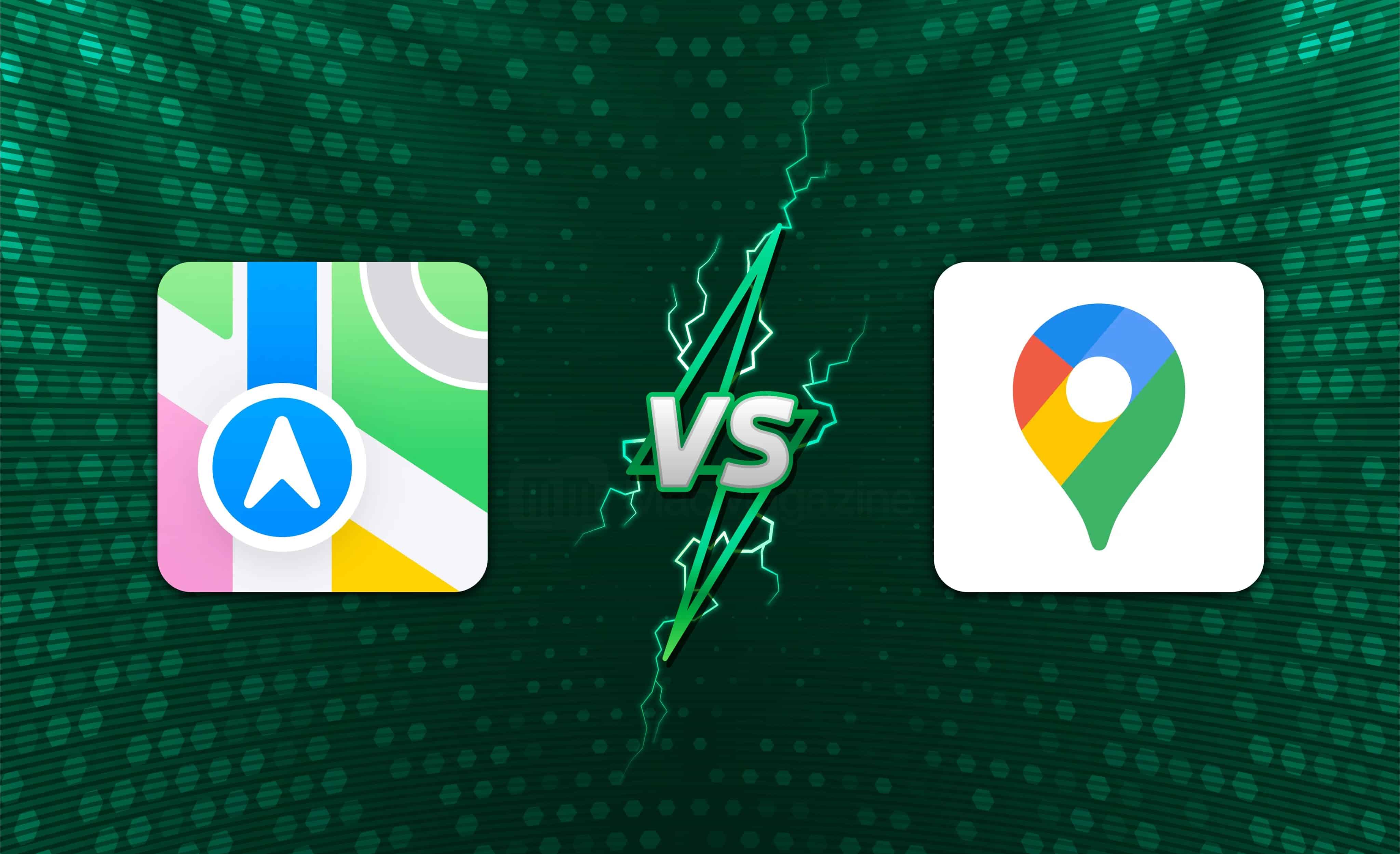 Iconos de Apple Maps frente a Apple Maps Google Maps