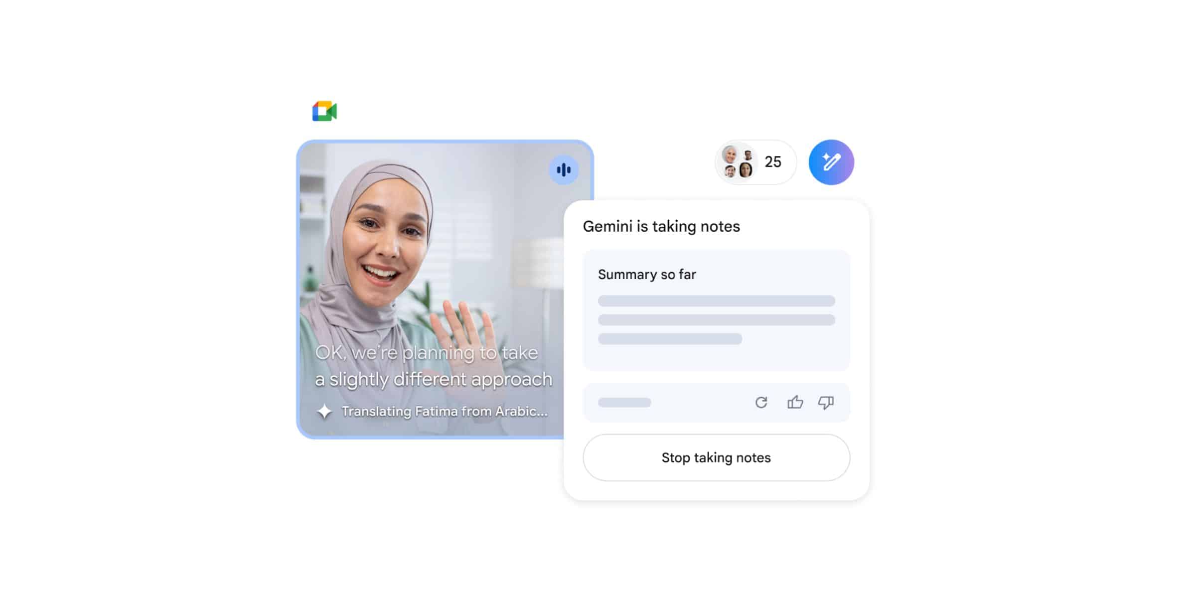 "Pregúntale a Géminis" en Google Meet
