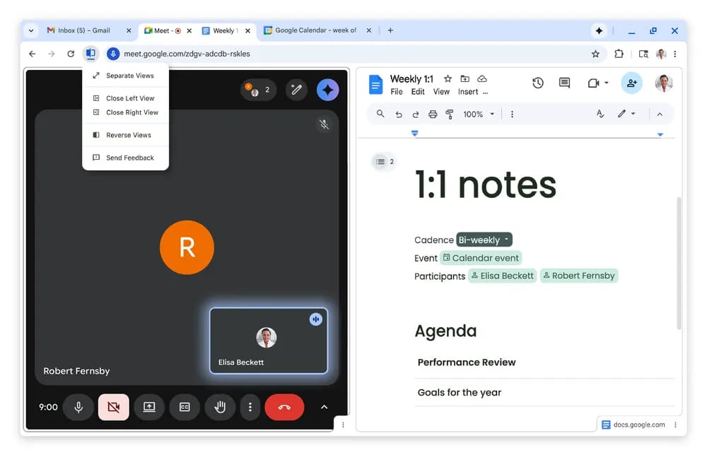 Vista dividida en Chrome