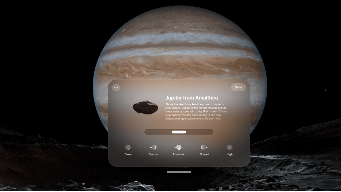 Amaltea, Júpiter, en Apple Vision Pro