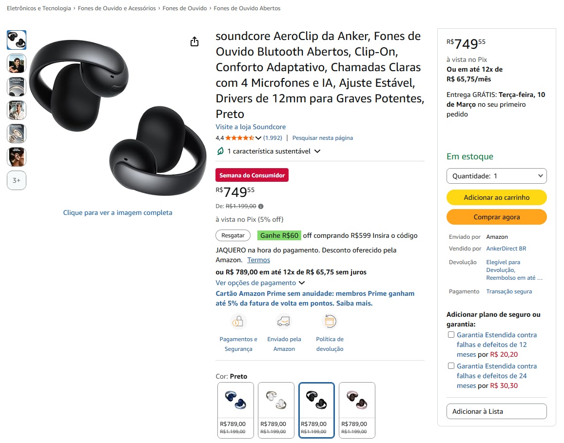 Anker lanza auriculares abiertos AeroClips en Brasil; ver precio