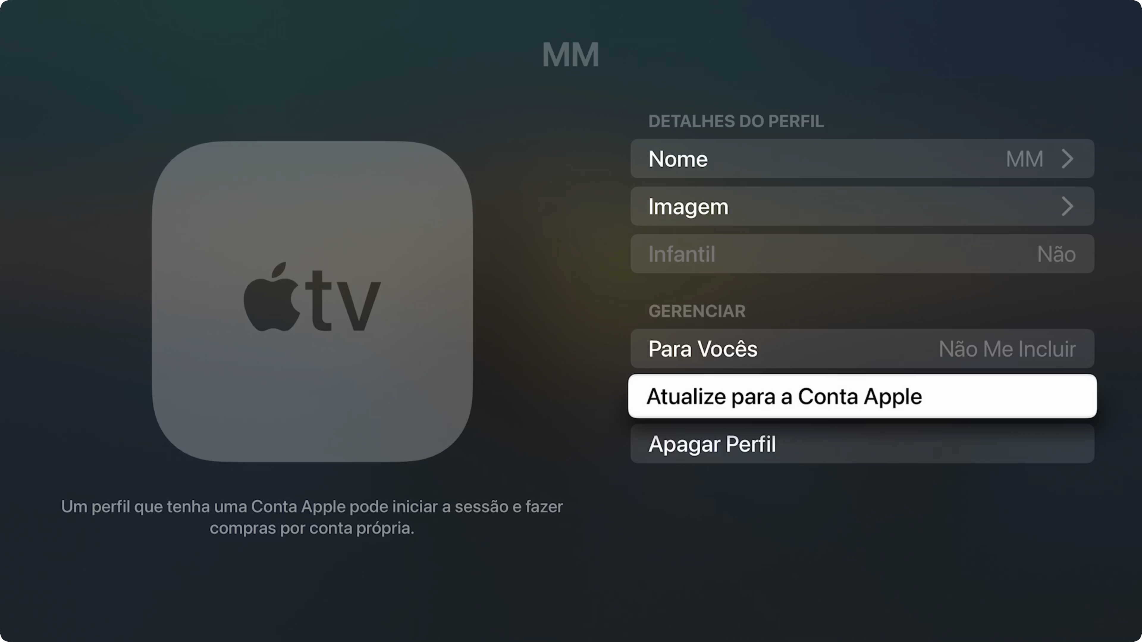 Perfil en Apple TV
