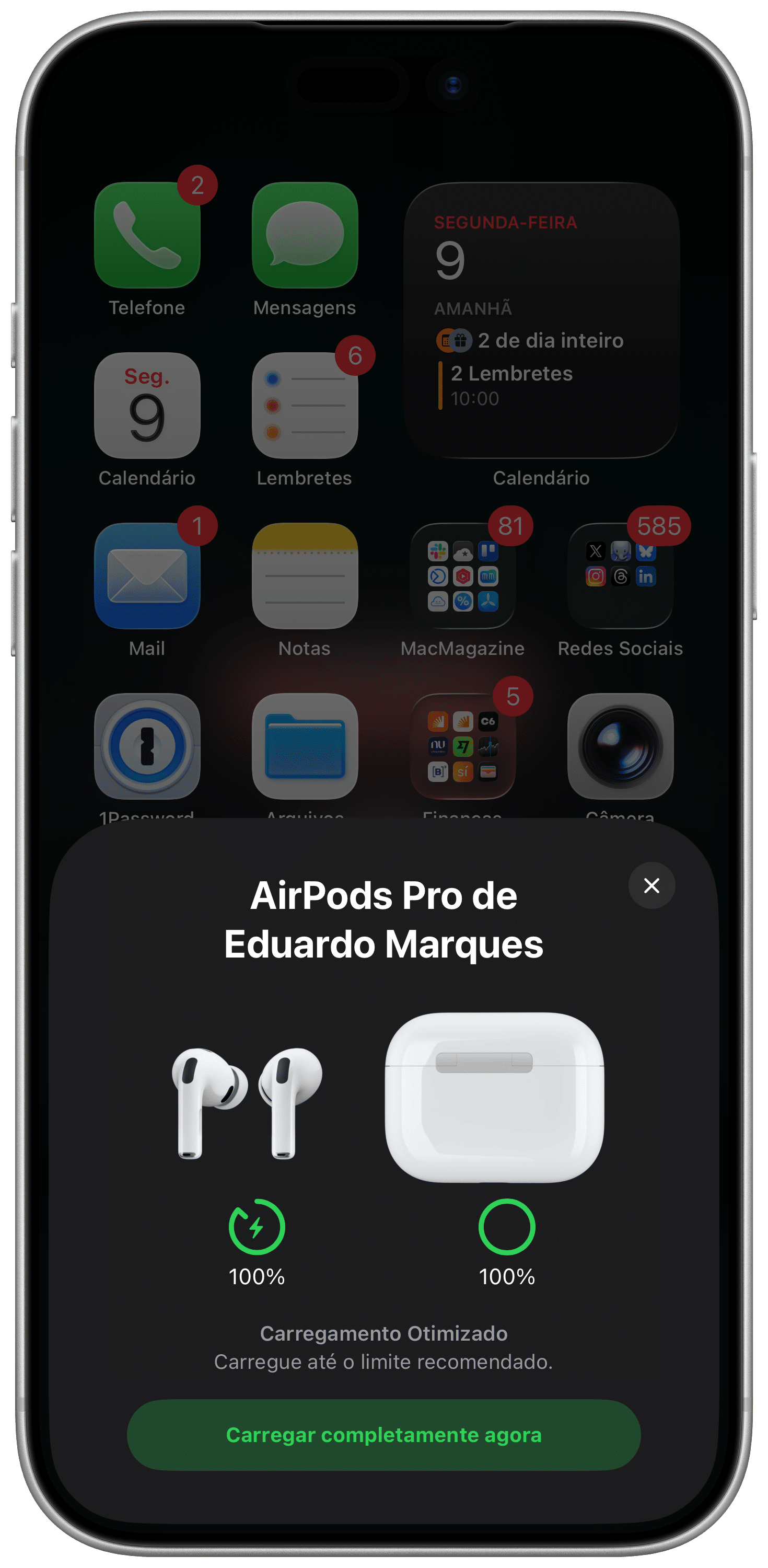 Límite de carga optimizado en AirPods Pro 3