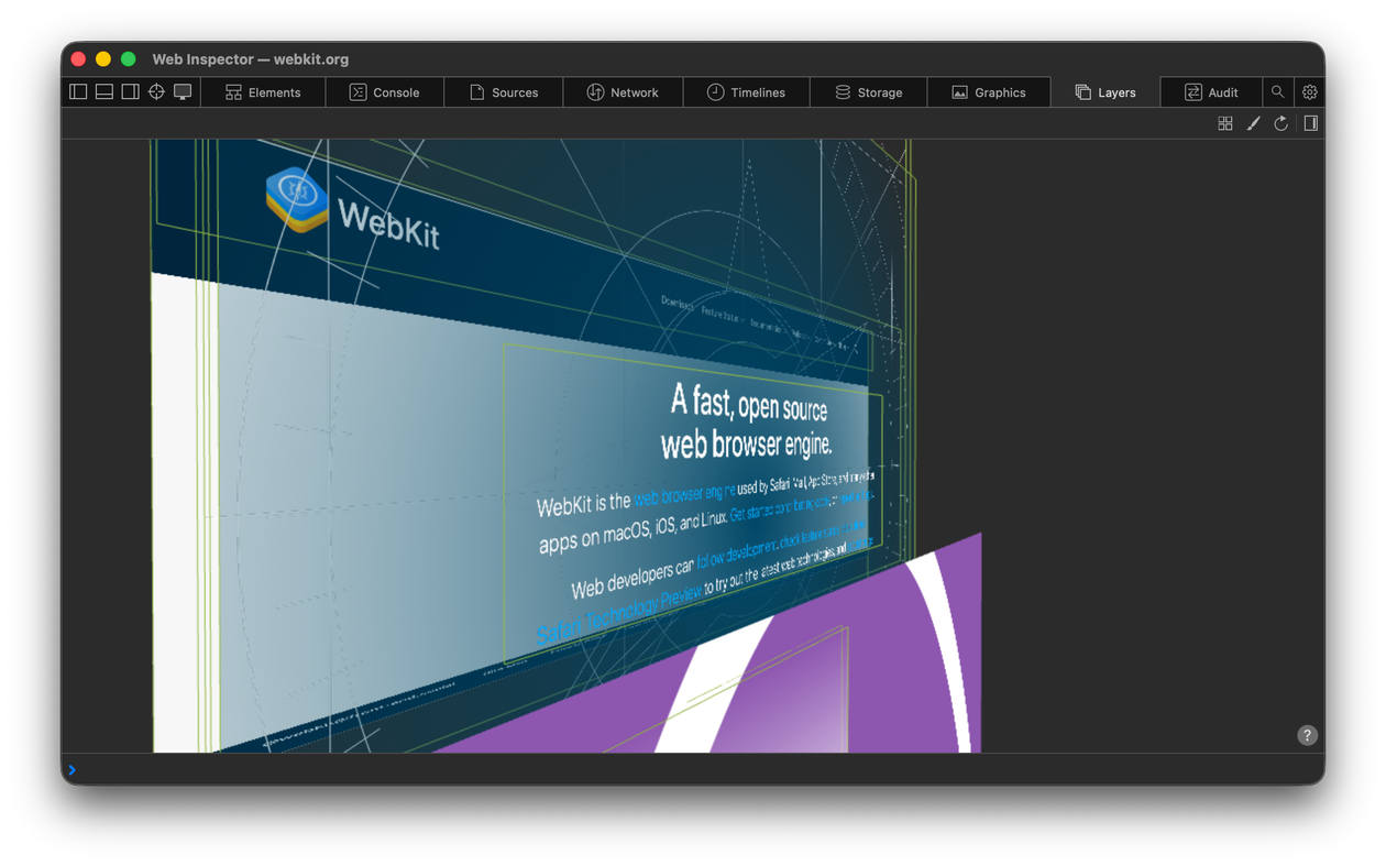 Capas en Safari 26.4 Web Inspector