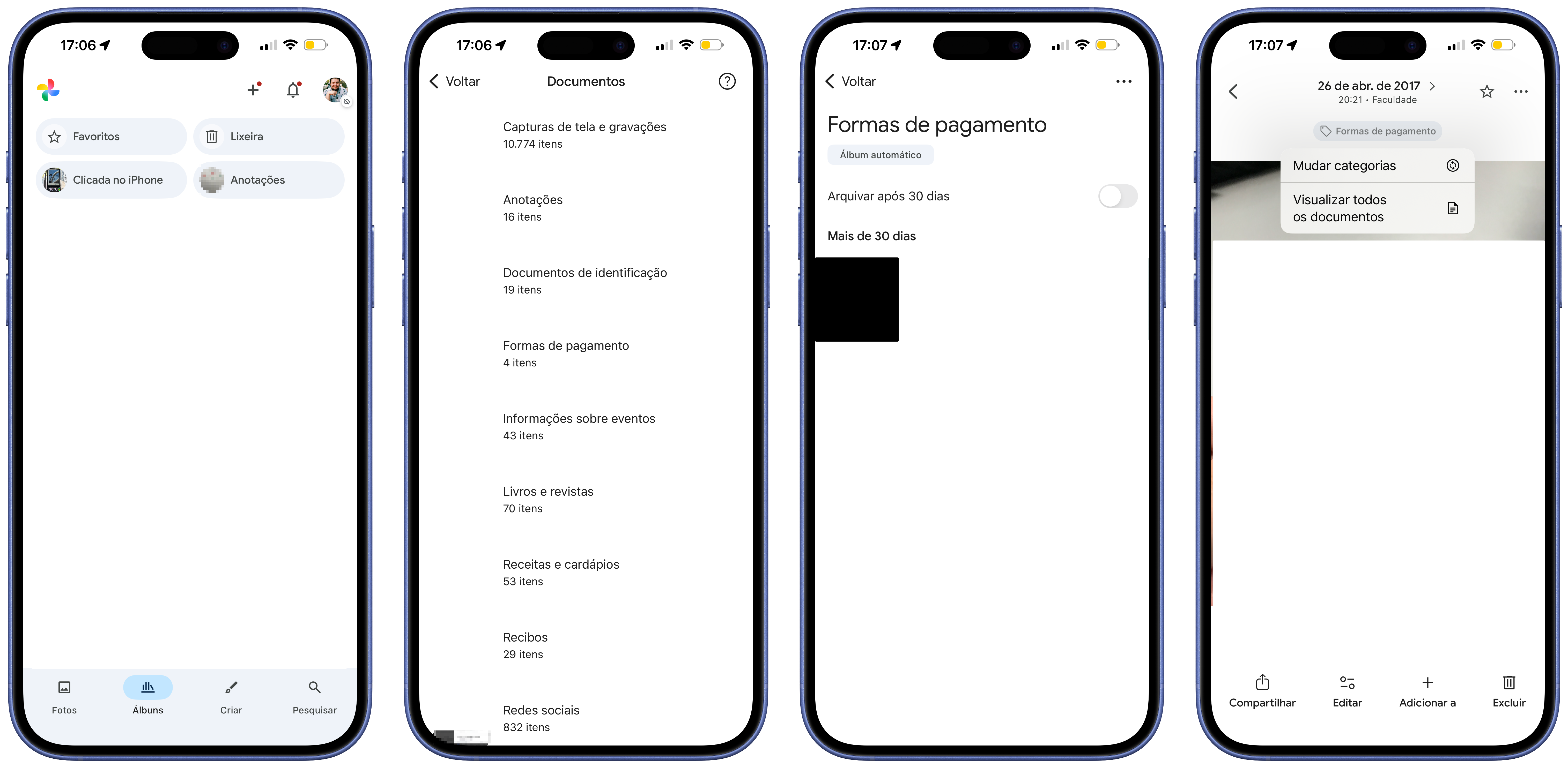 Categorizar documentos en Google Fotos