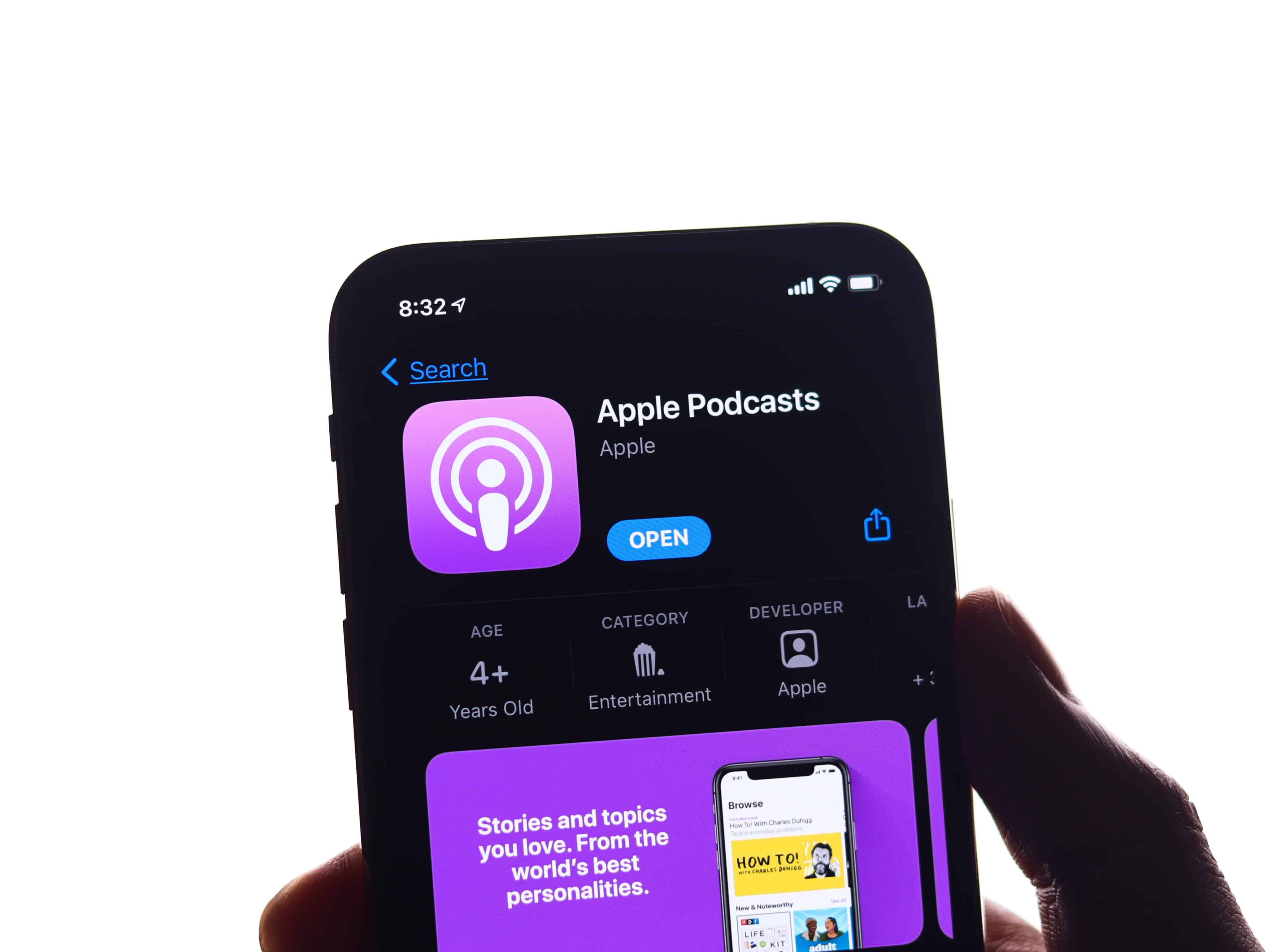 Podcasts de Apple en un iPhone