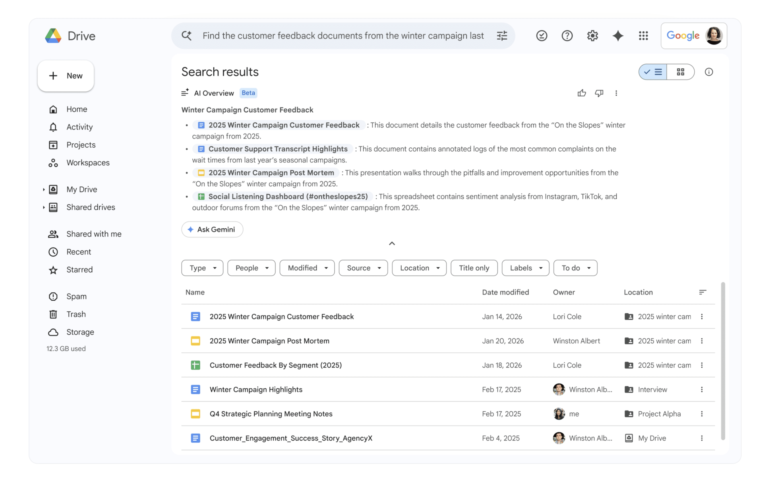 Google Drive con Géminis