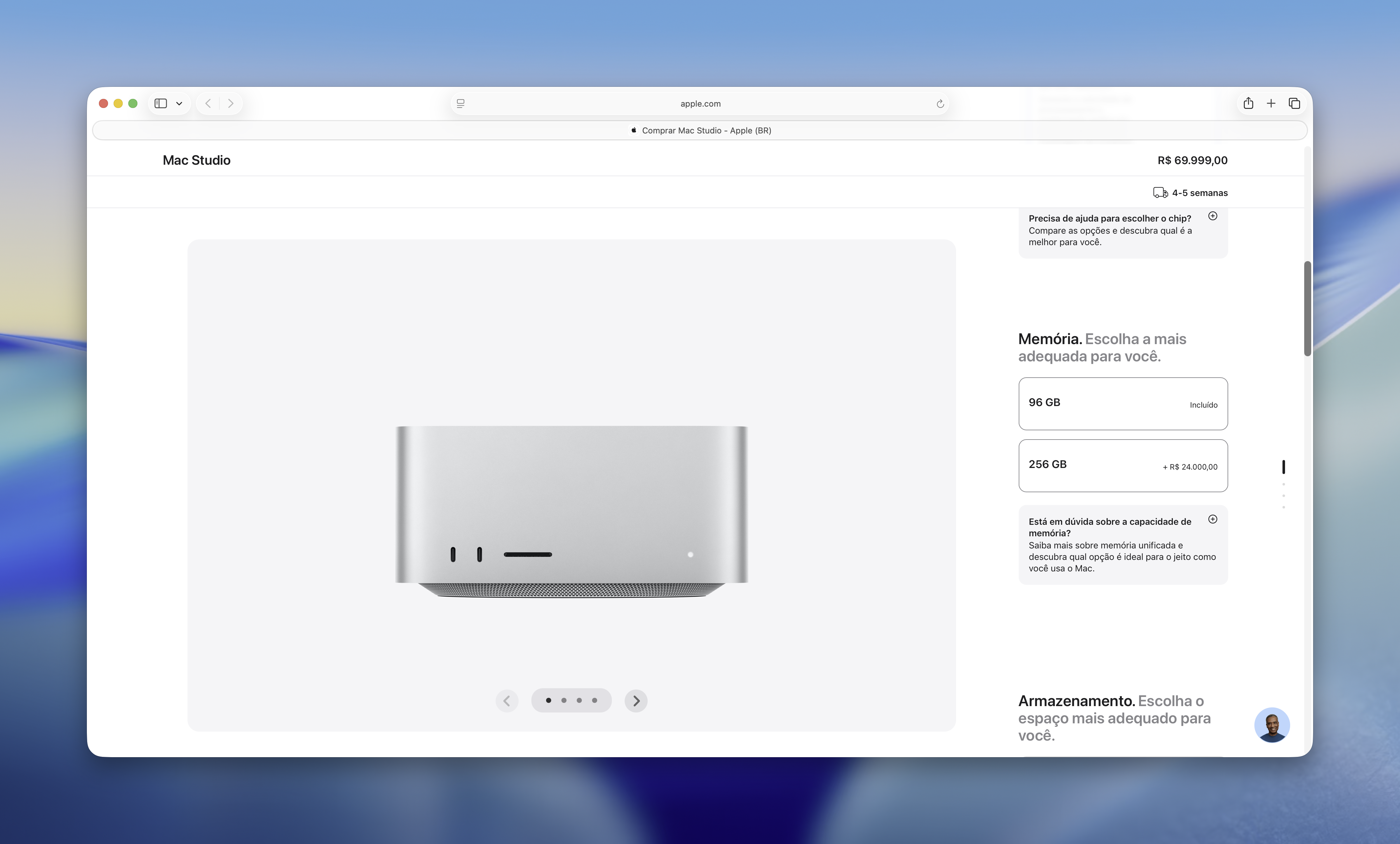 Personalización de la memoria de Mac Studio con el chip M3 Ultra
