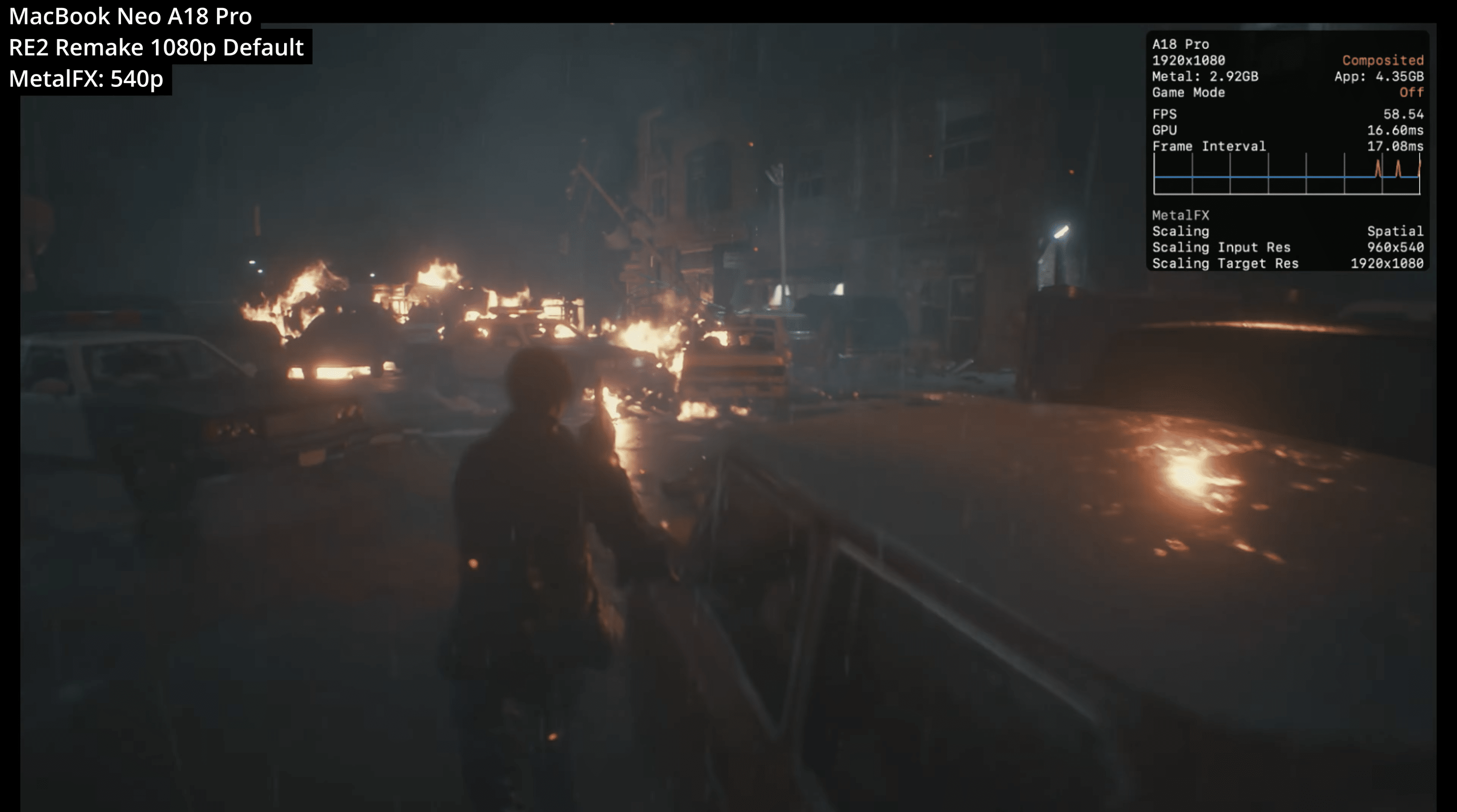Resident Evil 2 ejecutándose en MacBook Neo