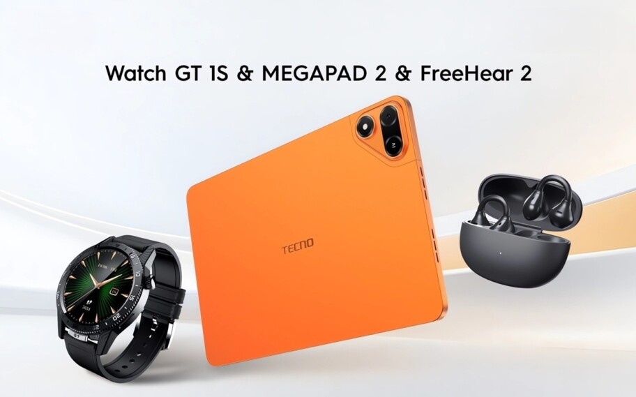 Tecno anuncia el reloj inteligente Watch GT 1S, la tableta Megapad 2 y los auriculares FreeHear 2
