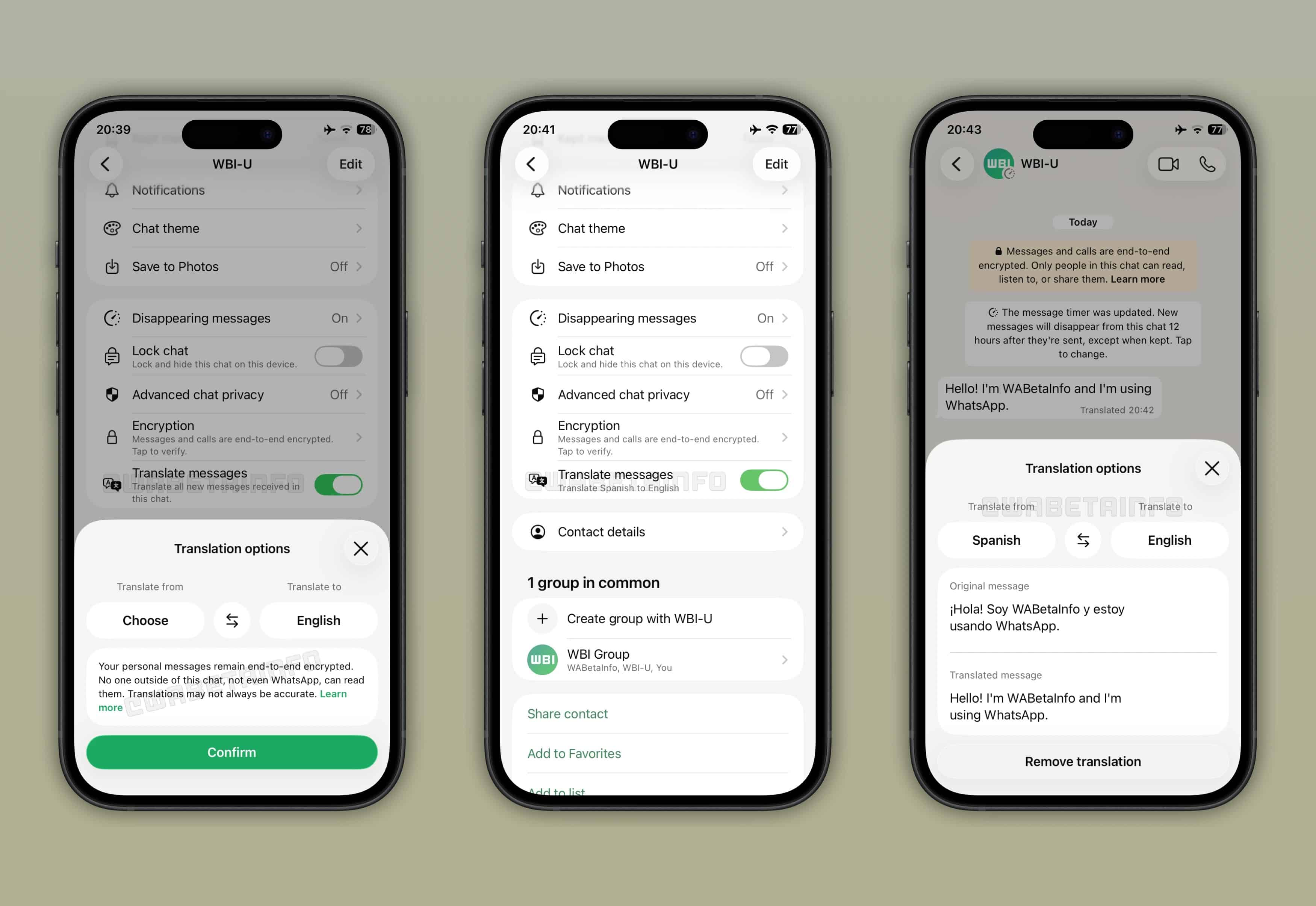 Traducciones en WhatsApp beta