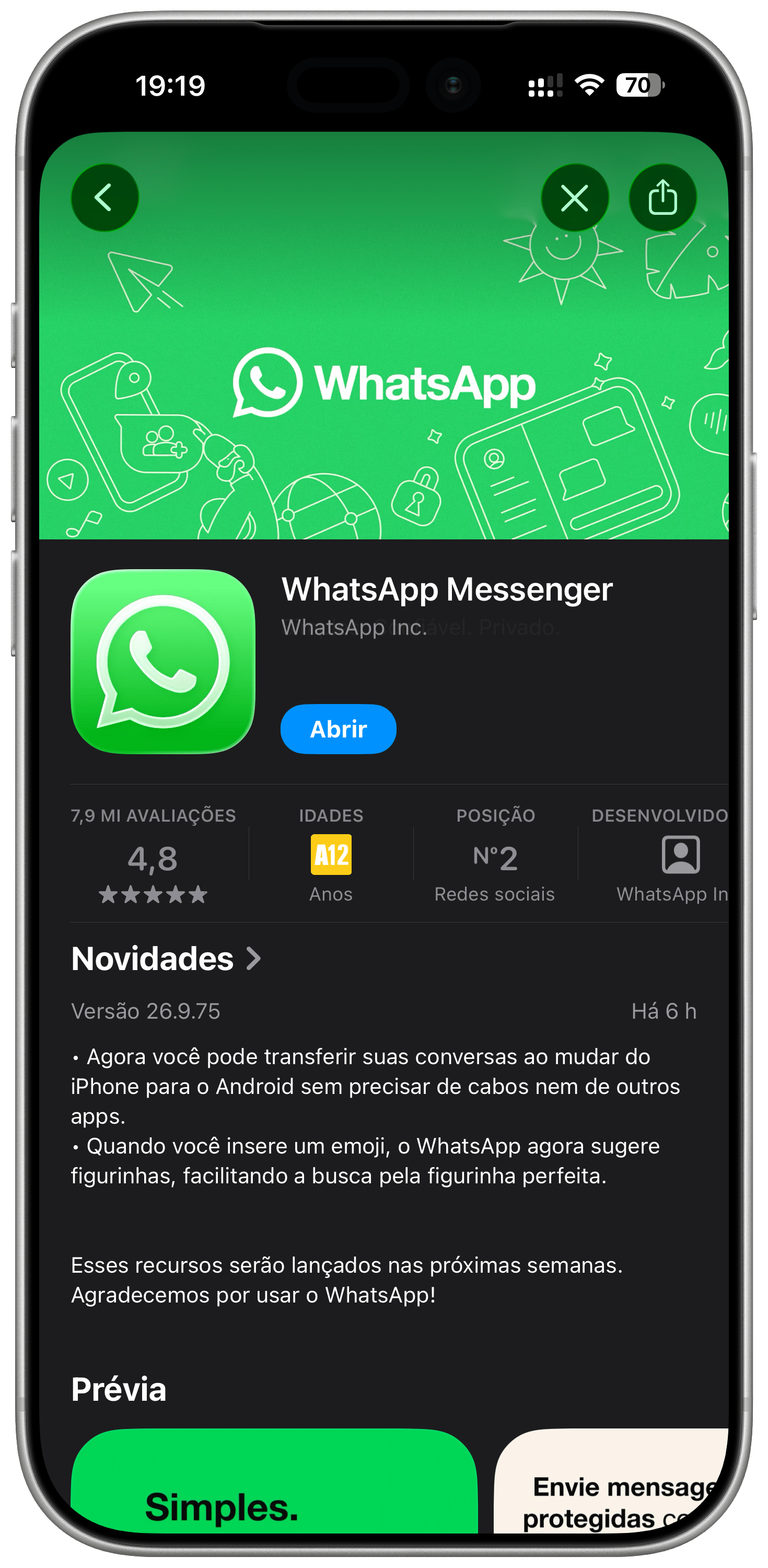 Actualización de WhatsApp para iOS