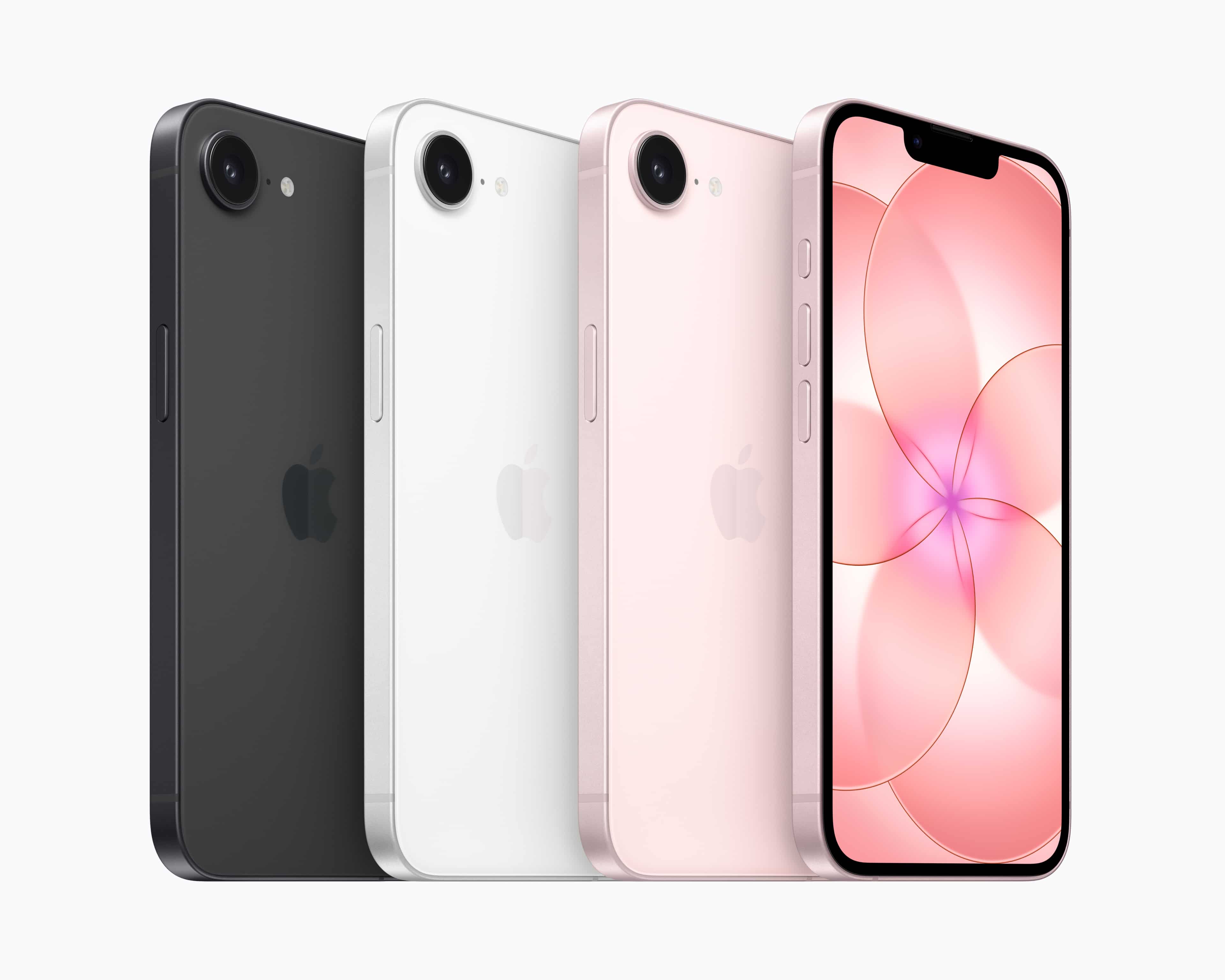 Imagen heroica de la familia iPhone 17e en todos los colores