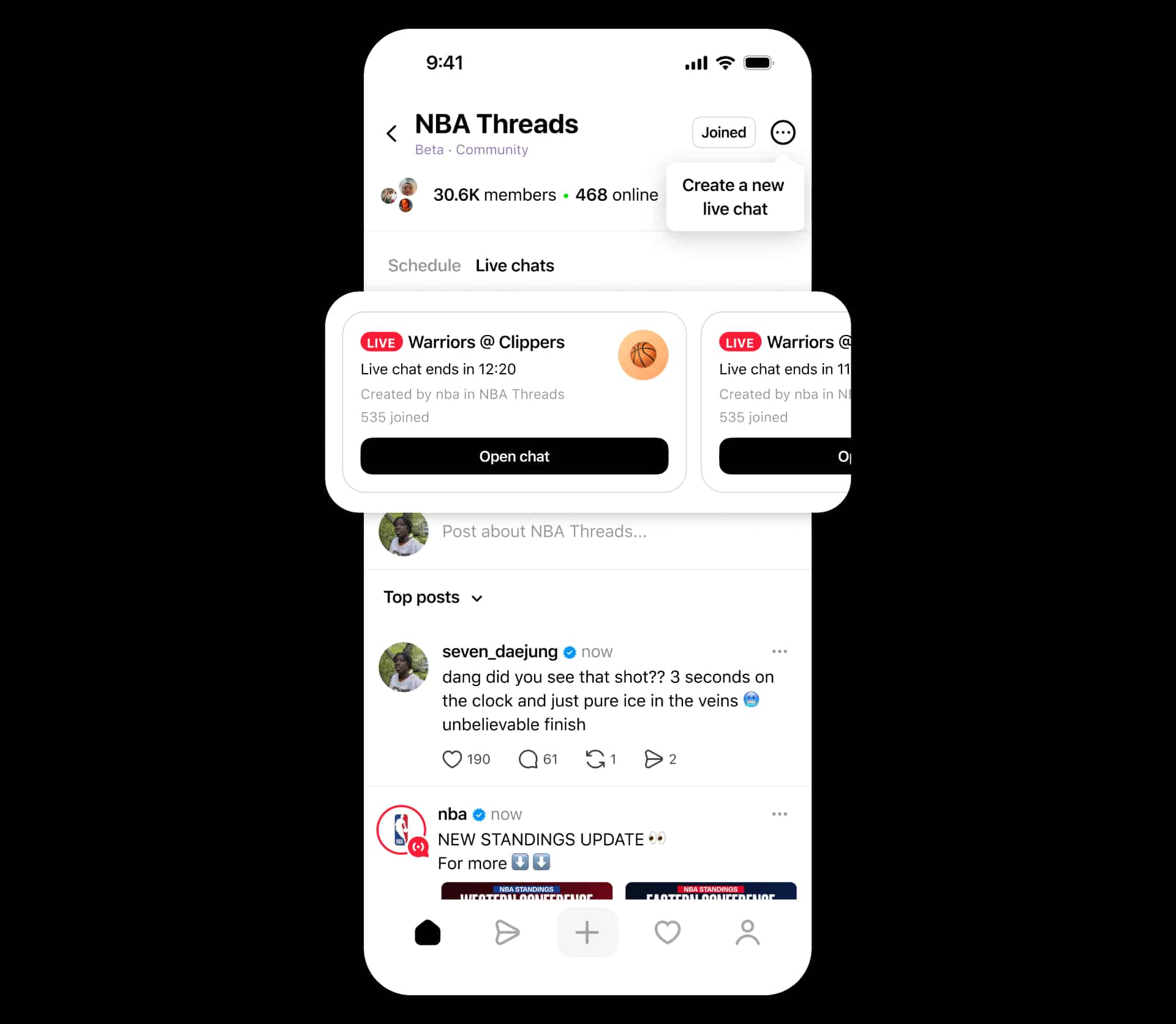 Chat en vivo en hilos
