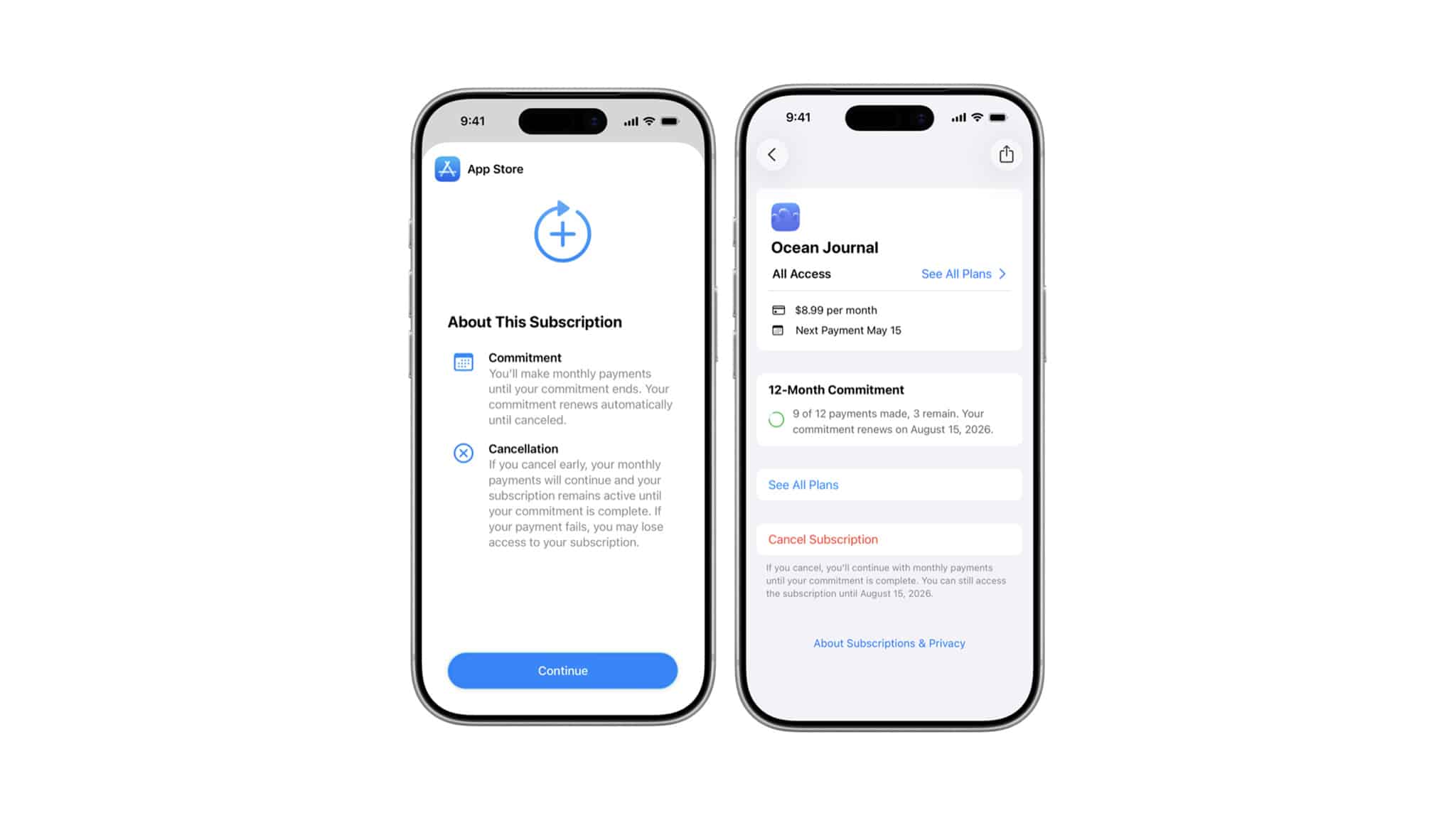 Suscripciones mensuales a la App Store con fidelidad