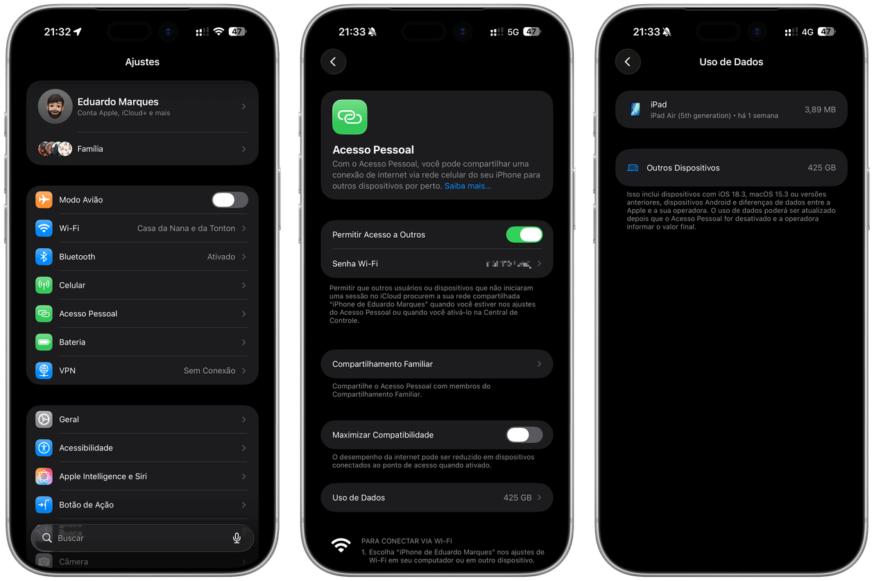 Ver datos de Personal Hotspot en iPhone