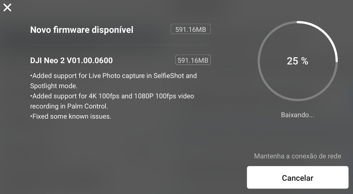 El dron DJI Neo 2 recibe una nueva actualización de firmware