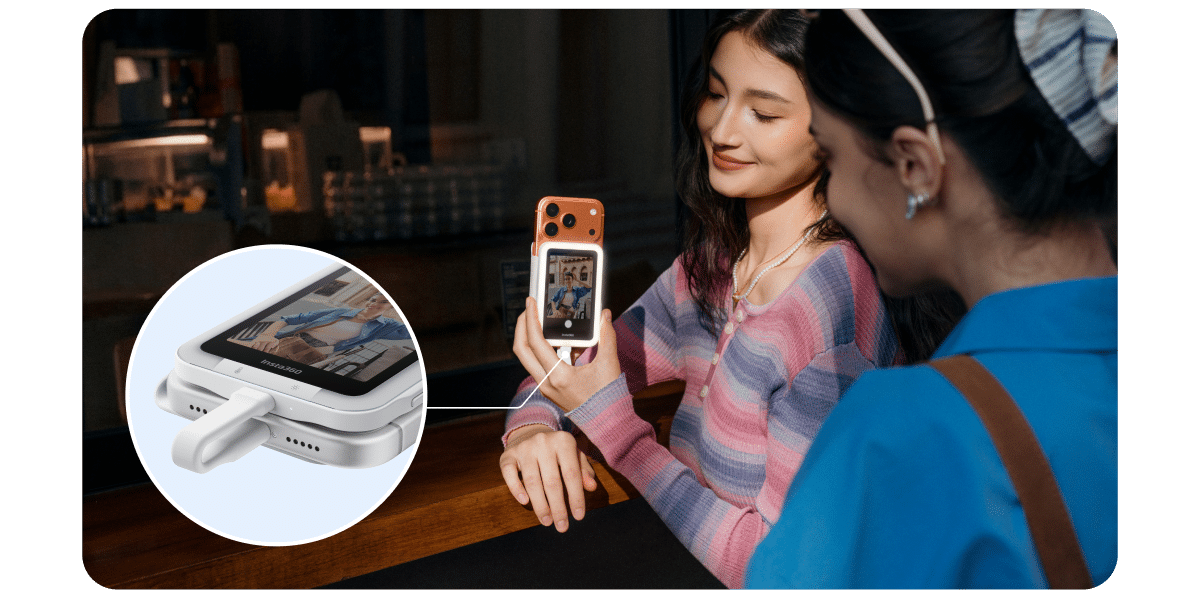 Conexión USB-C de pantalla Insta360 Snap Selfie
