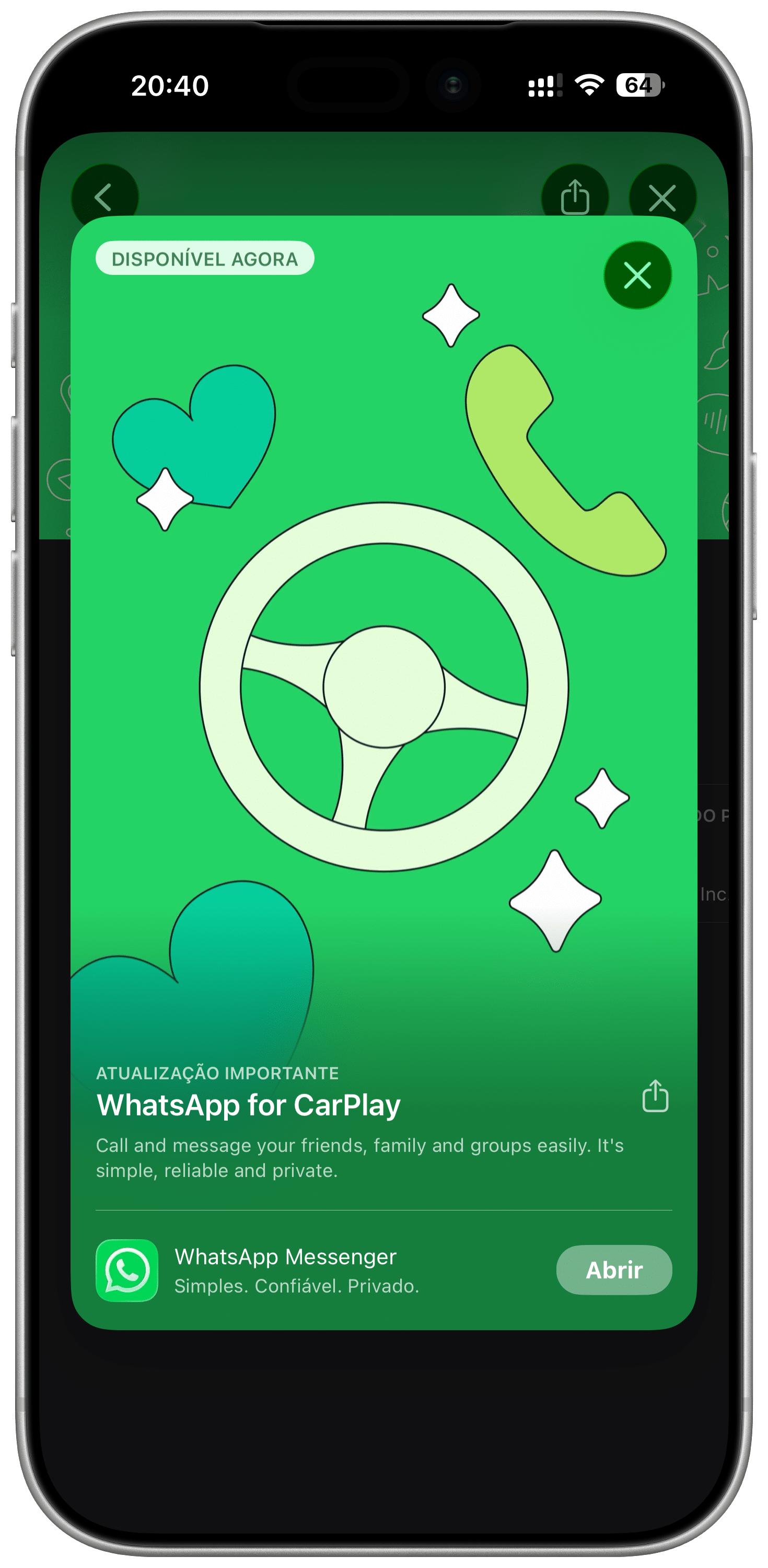 whatsapp para carplay