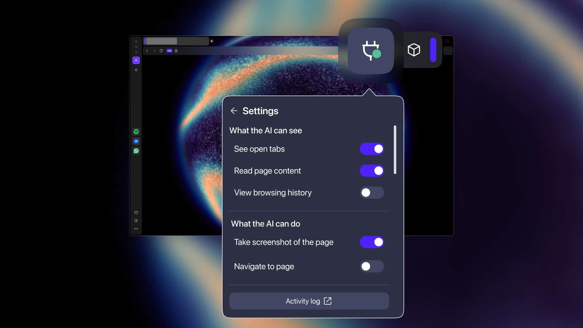 Ajustes del conector en Opera