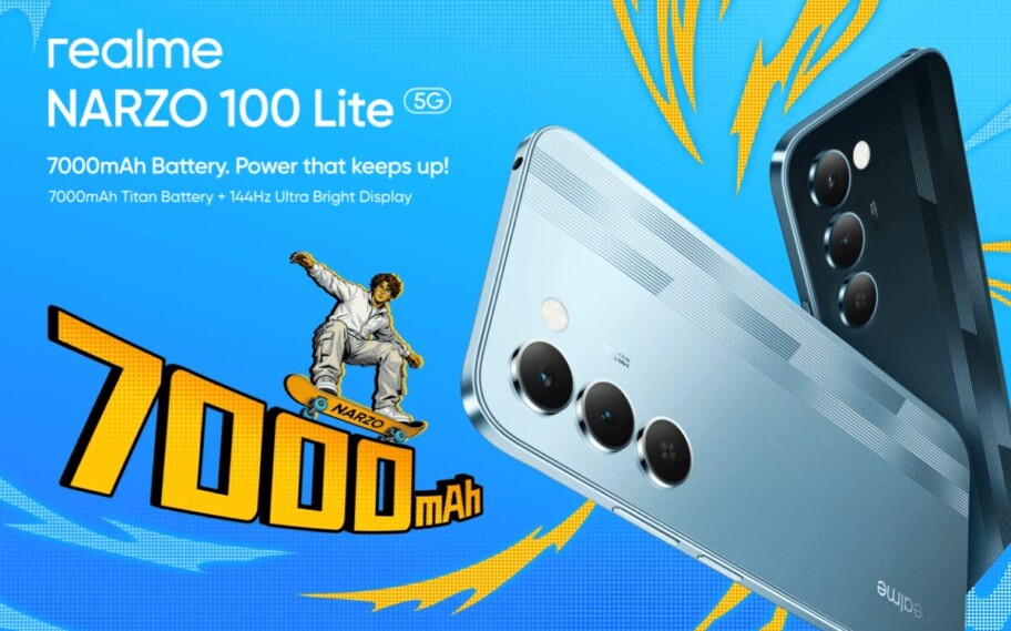 Se anuncia celular Realme Narzo 100 Lite con batería de 7.000 mAh y Dimensity 6300
