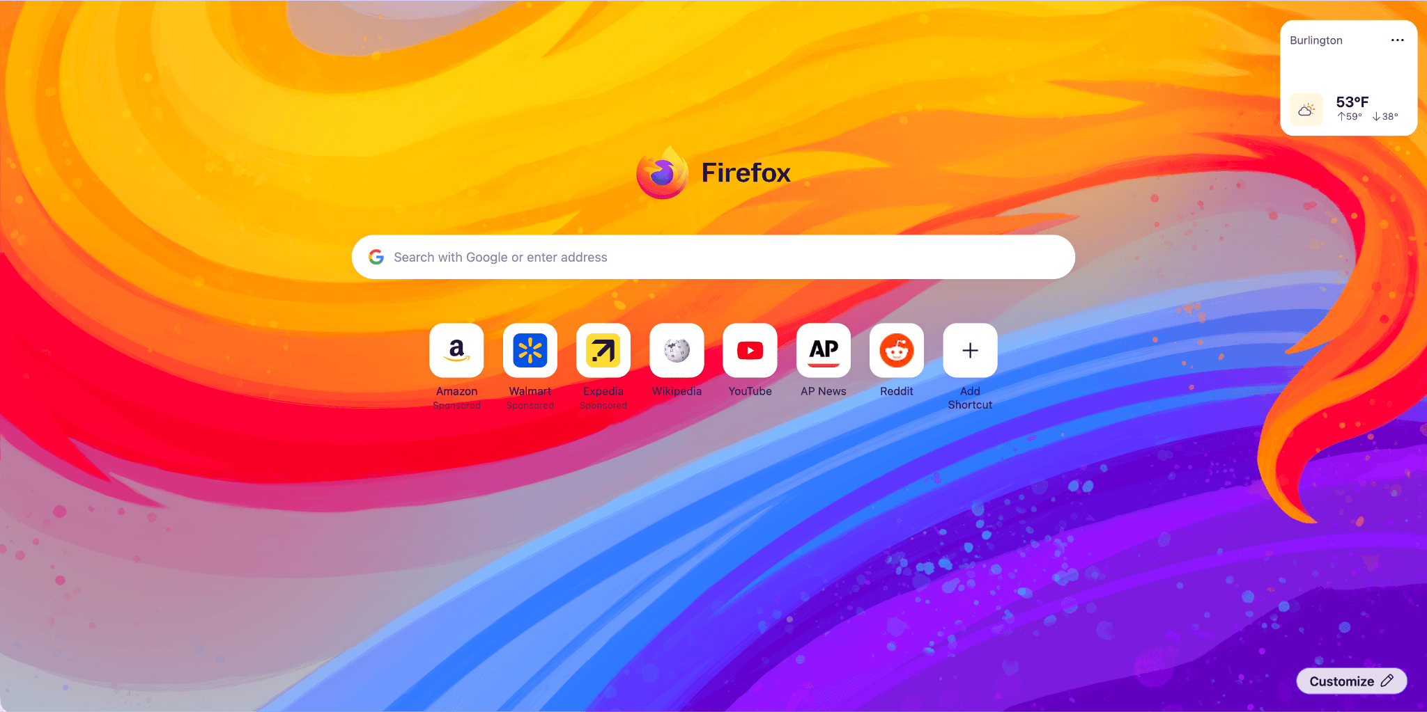 Nuevo fondo de pantalla para la página de inicio de Firefox 151