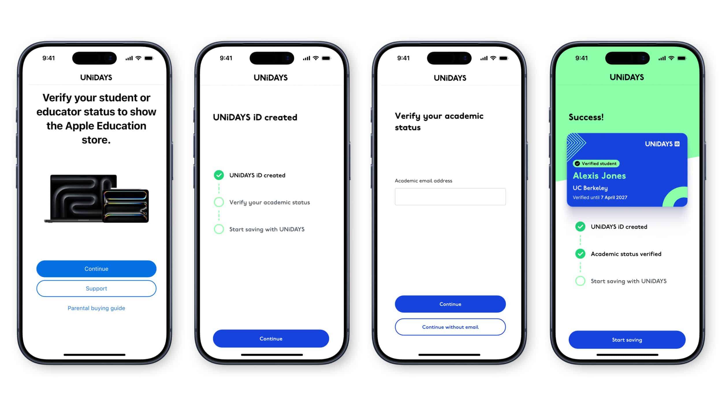 Verificación del estado académico de UNiDAYS