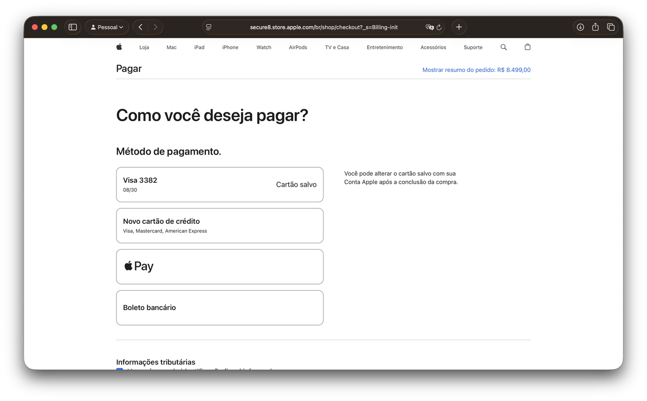 Apple Pay en la Apple Store Online