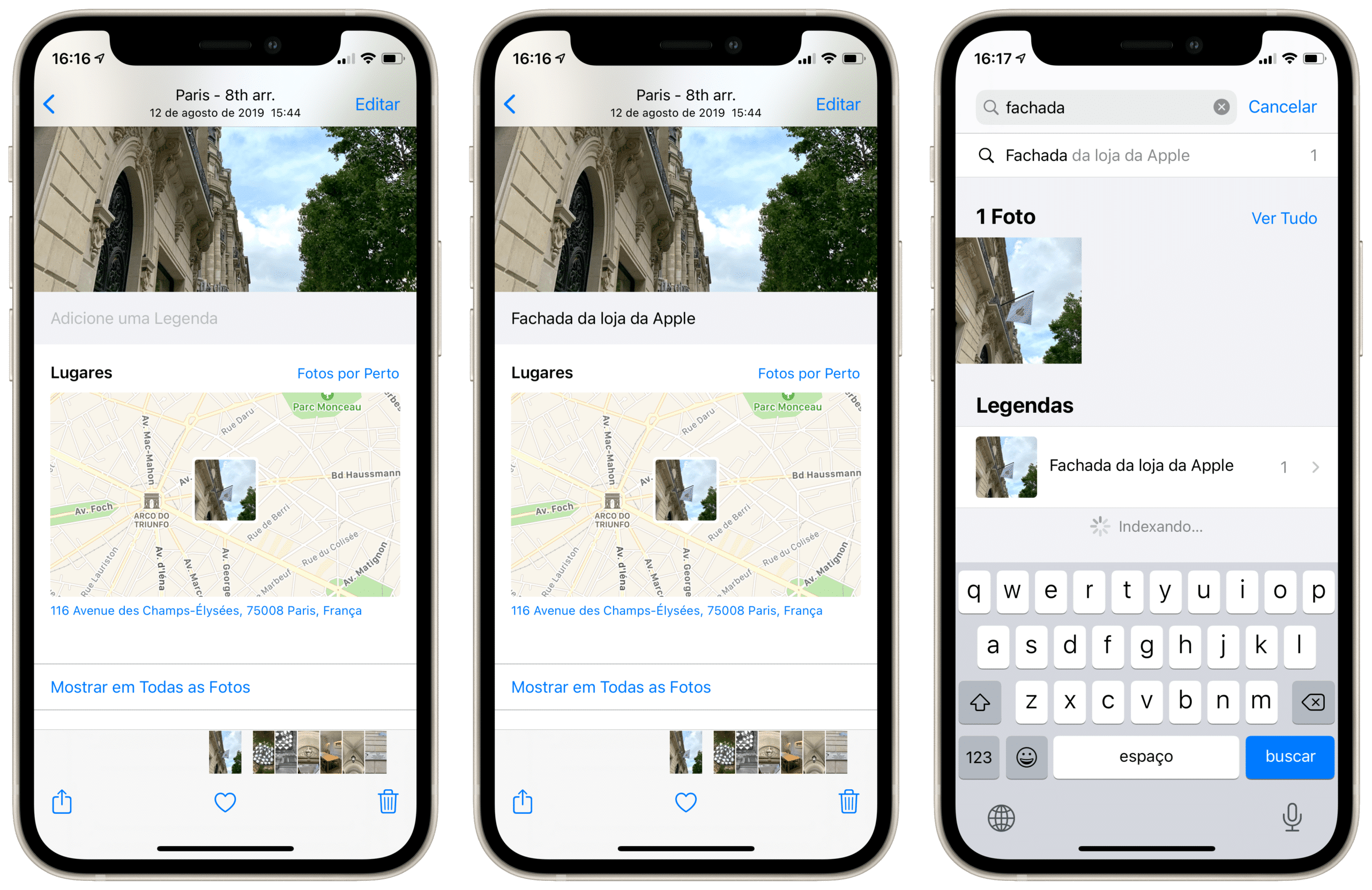 Subtítulo en la aplicación Fotos de iOS