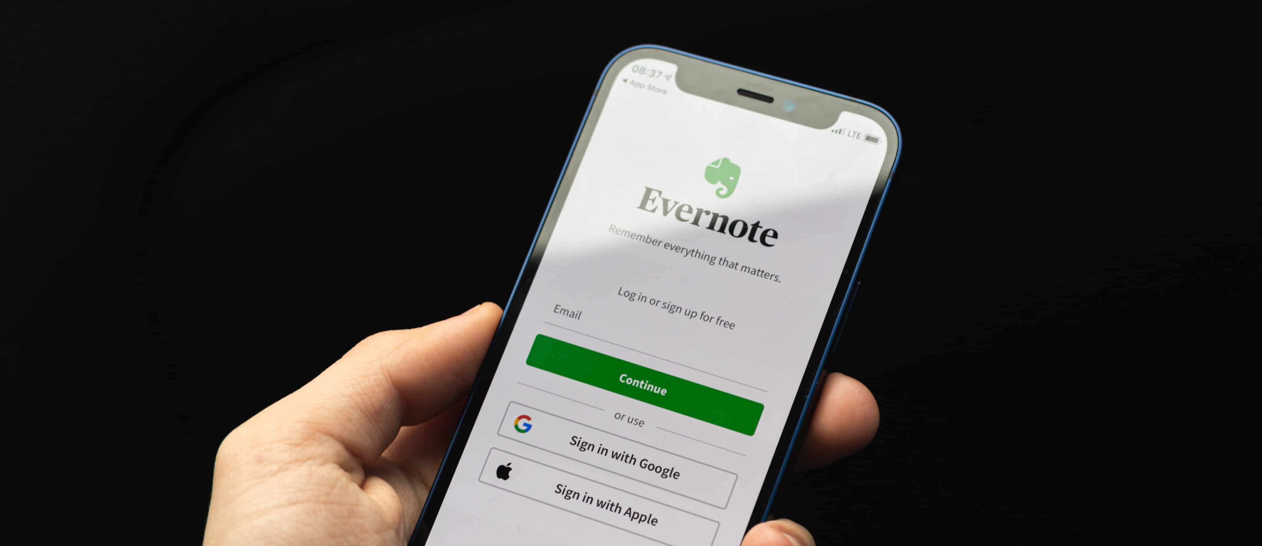 Evernote en un iPhone