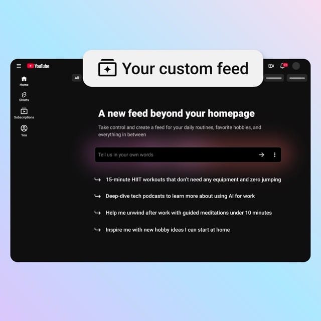 Feed personalizado en YouTube
