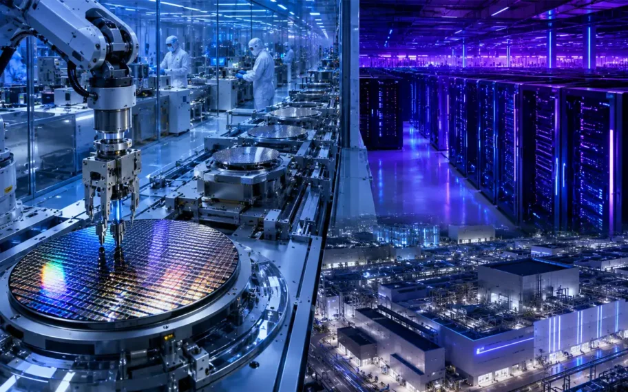Entorno futurista de fabricación de semiconductores / Corea del Sur, chips