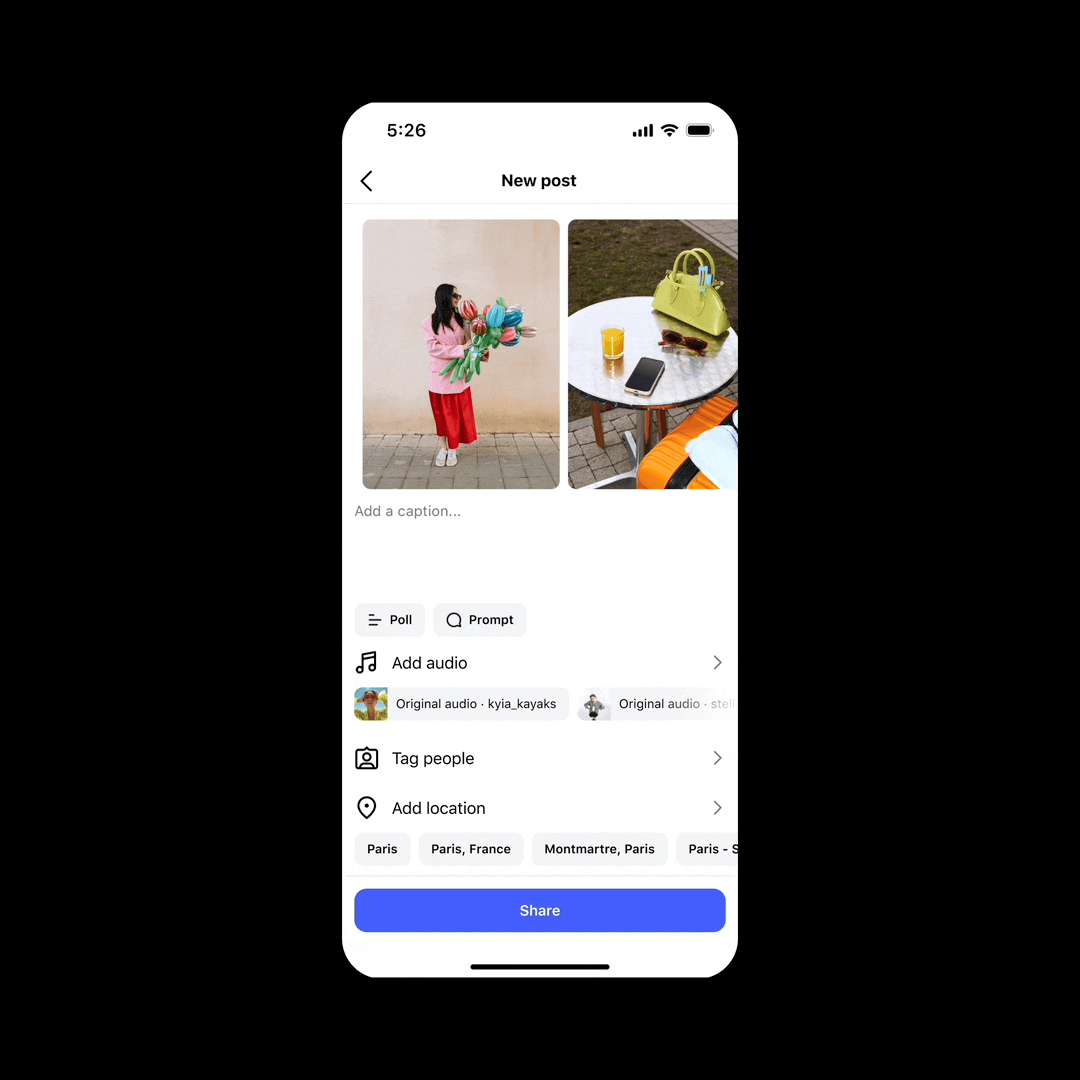 Múltiples subtítulos de carrusel en Instagram