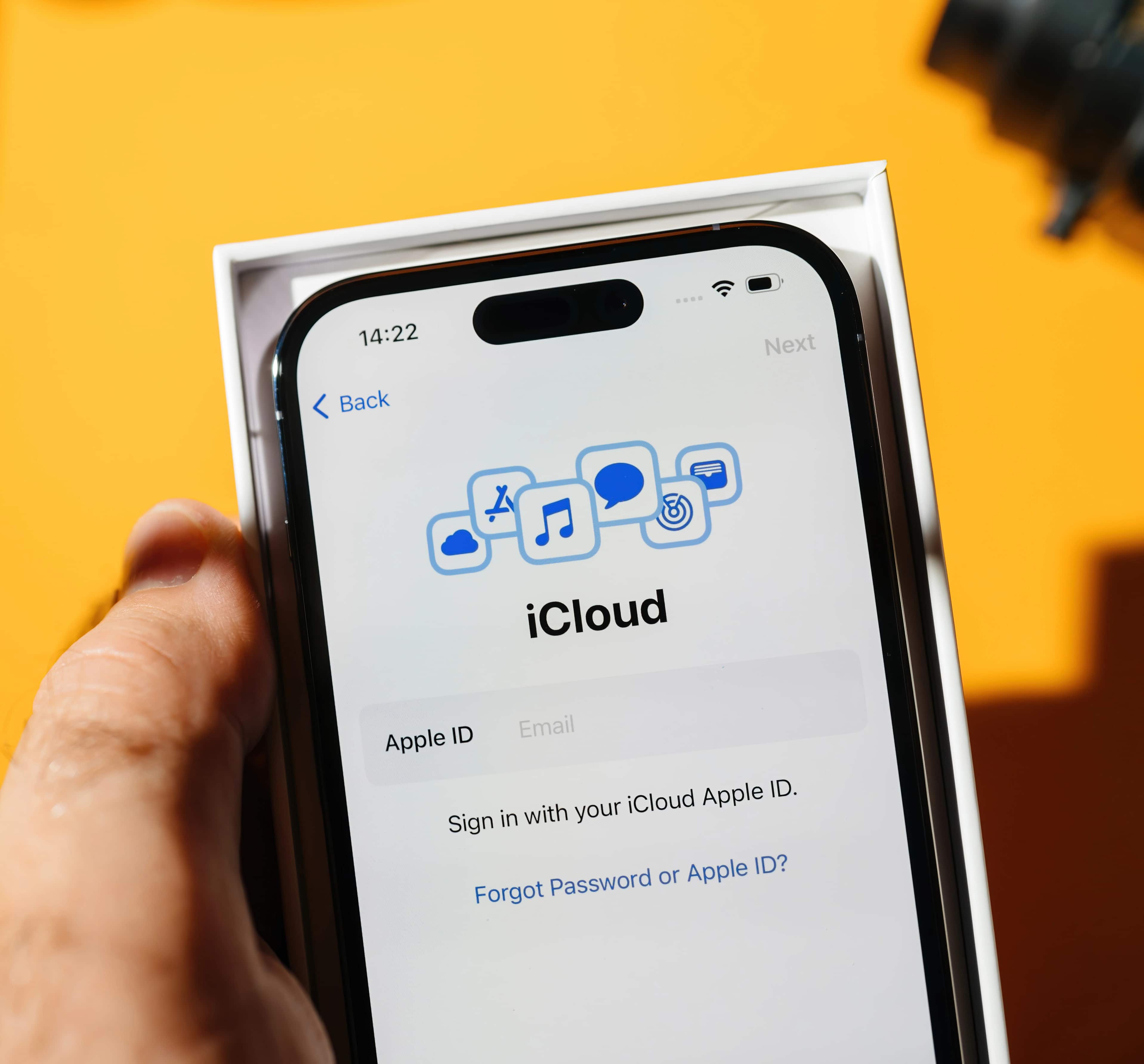 Pantalla de iCloud en iPhone