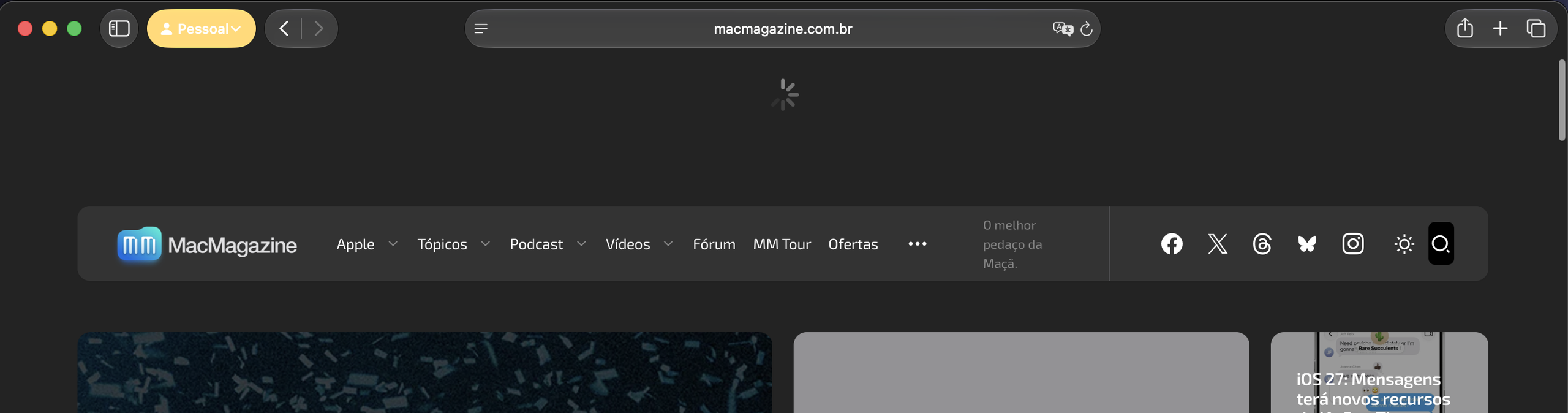 Tire para actualizar en Safari en macOS 27