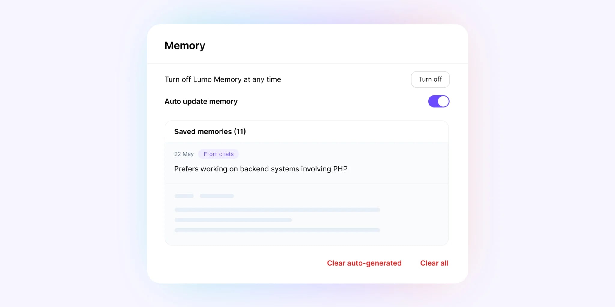 Memoria en Lumi AI 2.0
