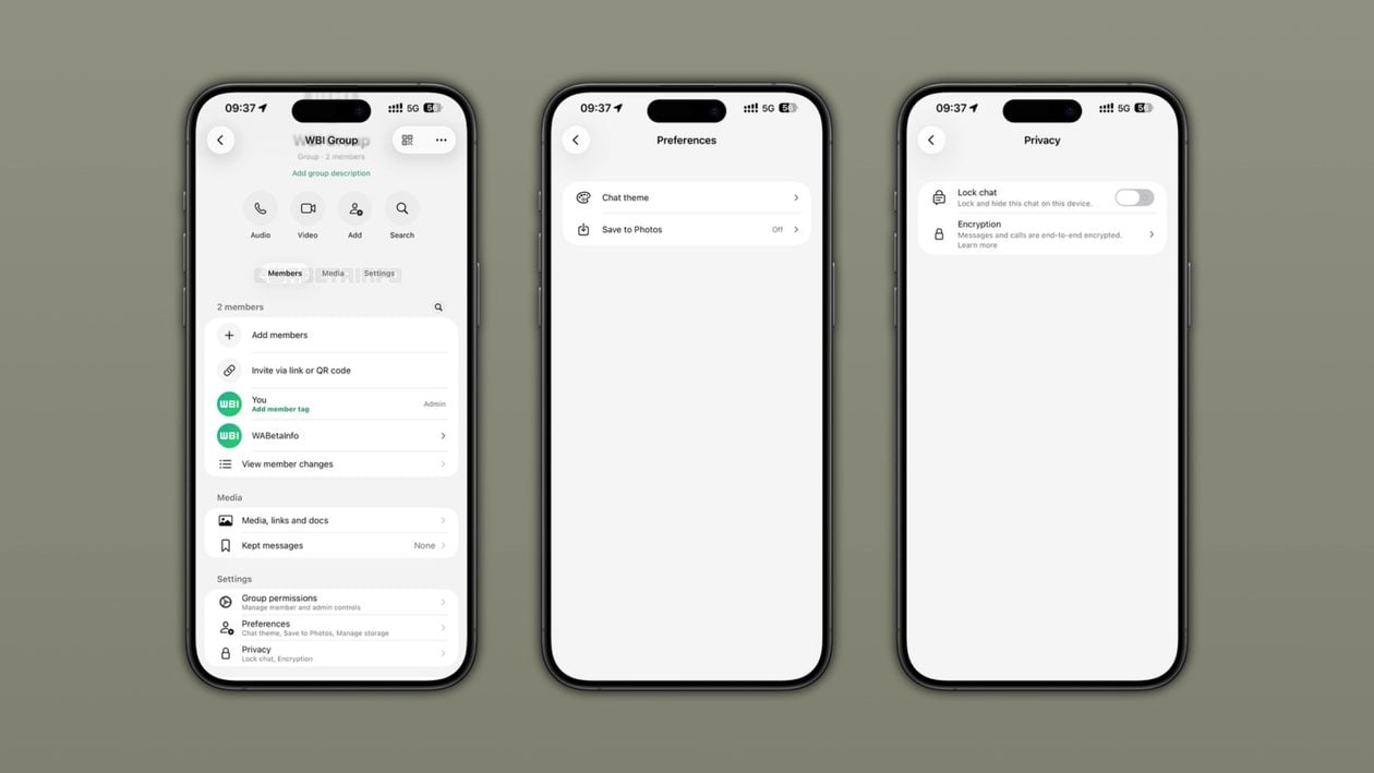 Nueva interfaz para información de chats grupales en WhatsApp
