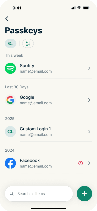 Claves de acceso en la aplicación ExpressKeys